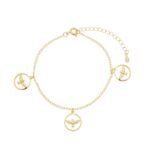 Pulseira Círculos com Espírito Santo Banhada em Ouro 18K