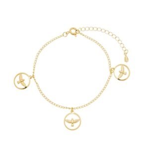 Pulseira Círculos com Espírito Santo Banhada em Ouro 18K