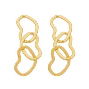 Brinco Corações Interligados Banhado em Ouro 18K