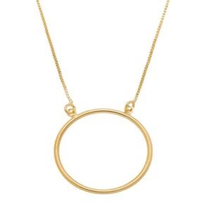 Colar Pingente Circular Liso Banhado em Ouro 18K