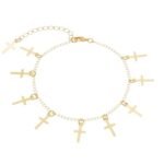 Pulseira Cruzes Chapadas Banhada em Ouro 18K