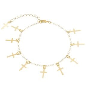 Pulseira Cruzes Chapadas Banhada em Ouro 18K