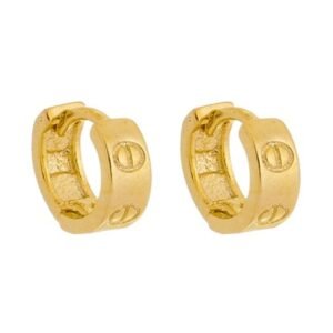 Mini Argola Larga com Detalhes Banhada em Ouro 18K