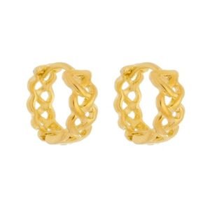 Mini Argola Entrelaçada Banhada em Ouro 18K