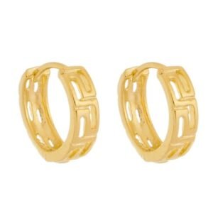 Mini Argola Chave Grega Banhada em Ouro 18K