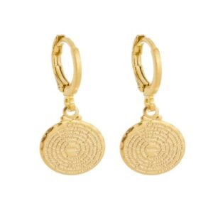 Brinco Mini Argola Pingente Pai Nosso Banhado em Ouro 18K