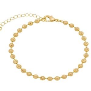 Pulseira Bolas Intercaladas Trabalhadas Banhada em Ouro 18K