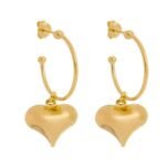 Argola com Pingente de Coração Banhada em Ouro 18K