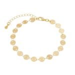 Pulseira Chapas Redondas Detalhadas Banhada em Ouro 18K