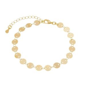 Pulseira Chapas Redondas Detalhadas Banhada em Ouro 18K