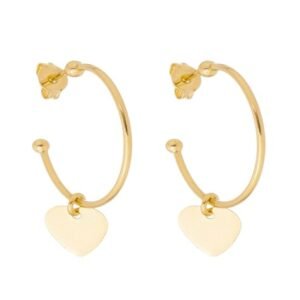 Argola com Pingente Coração Chapado Banhada em Ouro 18K