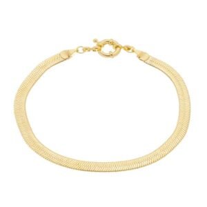 Pulseira Lisa com Fecho de Boia Banhada em Ouro 18K
