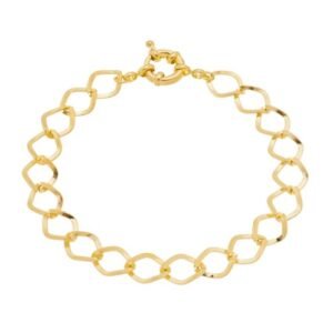 Pulseiras Elos 3D com Fecho de Boia Banhada em Ouro 18K