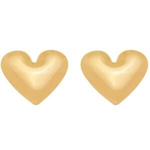 Brinco Coração Liso Banhado em Ouro 18K