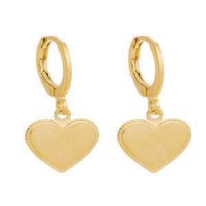 Brinco Mini Argola com Coração Detahado Banhado em Ouro 18K