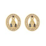 Brinco Oval Santa Cravejada com Micro Zircônias Banhado em Ouro 18K