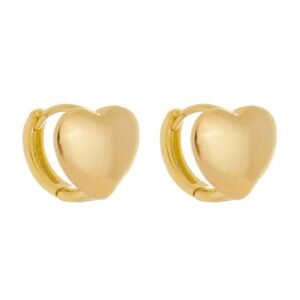 Mini Argola Coração Liso Banhado em Ouro 18K