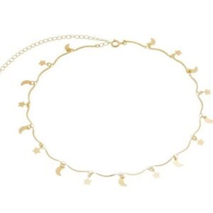 Choker Luas e Estrelas Banhado em Ouro 18K