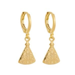 Brinco Mini Argola Pingente de Santa Banhado em Ouro 18K