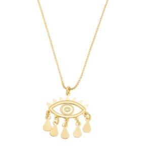 Colar Olho Grego com Penduricalhos Banhado em Ouro 18K