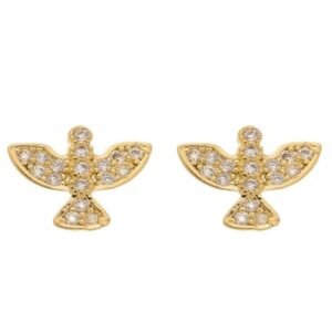 Brinco Espírito Santo Cravejado Banhado em Ouro 18K