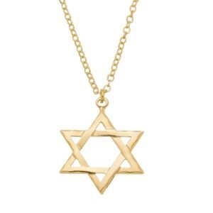Colar Pingente Estrela de Davi Banhado em Ouro 18K