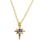 Colar Pingente Cravejado com Zircônias Coloridas Banhado em Ouro 18K