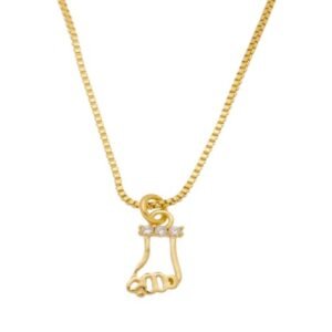 Colar Pingente de Figa com Zircônia Cristal Banhado em Ouro 18K