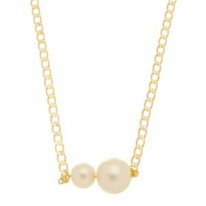Colar com Pérolas Dupla Banhado em Ouro 18K