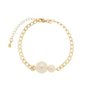 Pulseira Pérolas Dupla Banhada em Ouro 18K