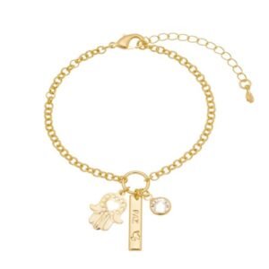 Pulseira Paz com Pingentes de Mão de Fátima e Zircônia Cristal Banhada em Ouro 18K
