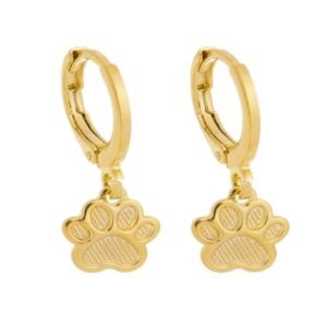 Brinco Mini Argola com Pata Desenhada Banhado em Ouro 18K