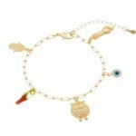 Pulseira com Pingentes Místicos Banhada em Ouro 18K