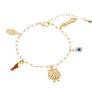 Pulseira com Pingentes Místicos Banhada em Ouro 18K