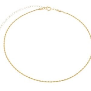 Choker Corrente Torcida Brilhante Banhado em Ouro 18K