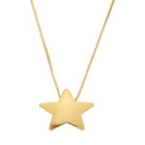 Colar Estrela Lisa Banhado em Ouro 18K