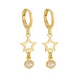 Brinco Mini Argola Estrela com Zircônia Cristal Banhado em Ouro 18K