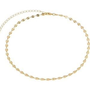 Choker Chapas Redondas Detalhadas Banhado em Ouro 18K