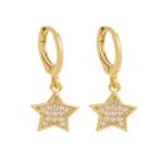Brinco Mini Argola Estrela Cravejada Banhado em Ouro 18K