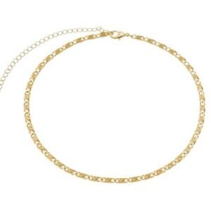 Choker Elos Chapados e Detalhe Aberto Banhado em Ouro 18K