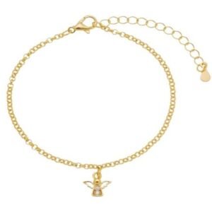 Pulseira Anjo Cravejado Banhada em Ouro 18K