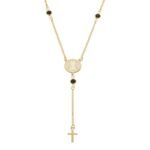 Colar São Bento com Cruz e Zircônias Pretas Banhado em Ouro 18K
