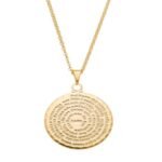 Colar Pingente Circular Pai Nosso Banhado em Ouro 18K