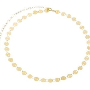 Choker Chapas Redondas Lisas Banhado em Ouro 18K