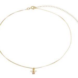 Colar Pingente de Anjo com Zircônia Cristal Banhado em Ouro 18K