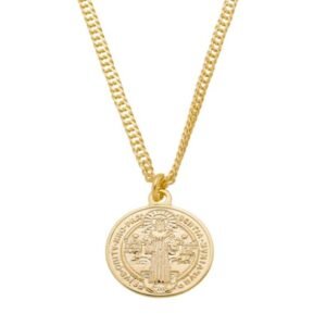 Colar Corrente Micro Elos com Pingente São Bento Banhado em Ouro 18K