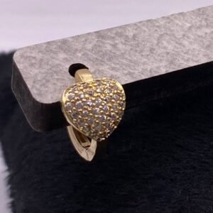 Brinco Argolinha Coração Cravejado Zircônia Cristal Banhado em Ouro 18K